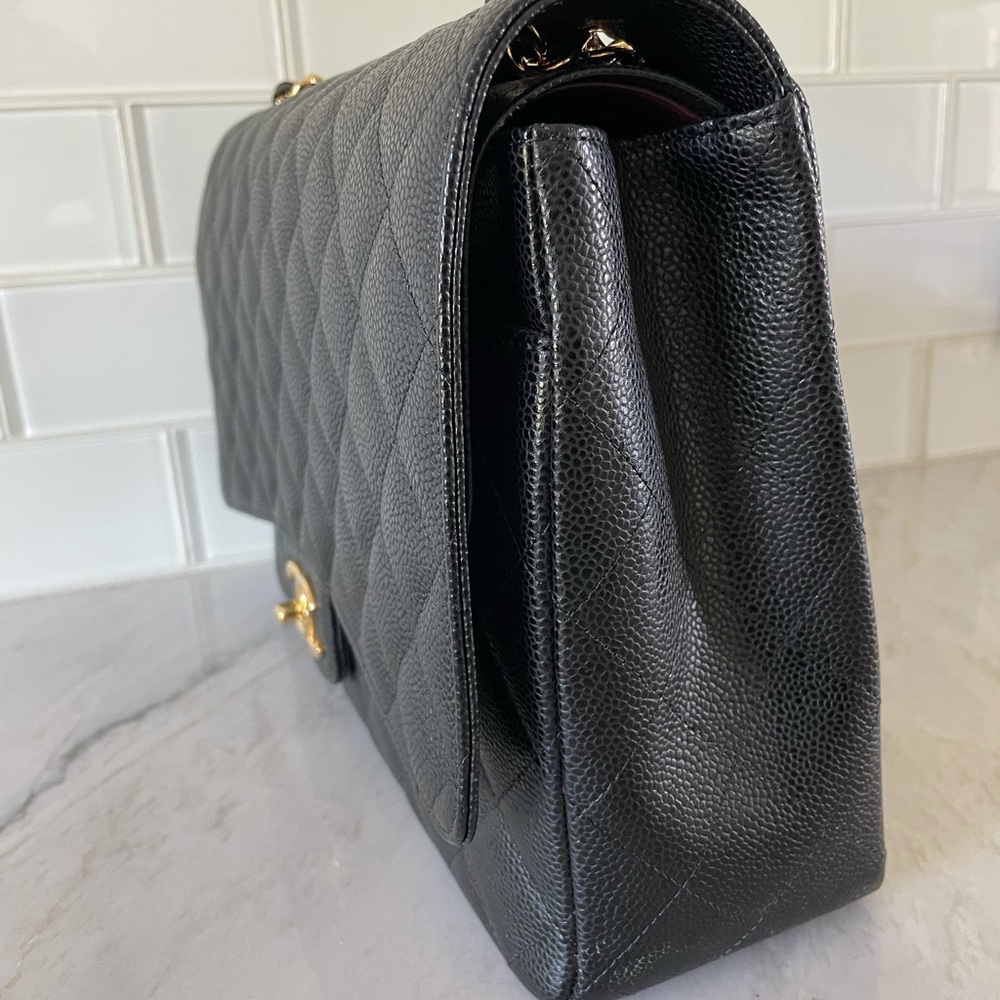 Chanel classic flap maxi bag caviar black w/gold - Picture 7 of 11
